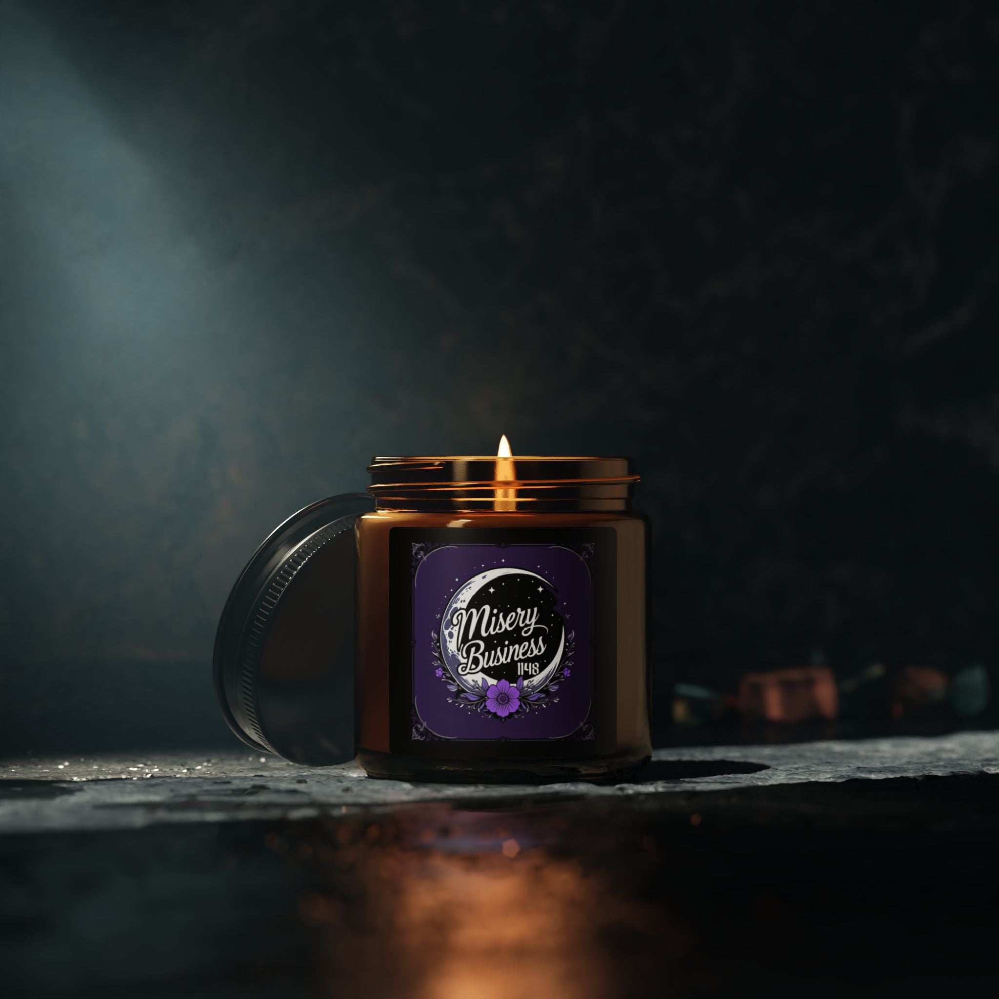 Misery Business Soy Scented Candle in 4oz Amber Jar